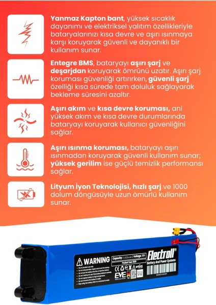 Onvo OV11 Batarya (Yüksek Kapasite) 48V 12.800MAH Pil Elektrikli Scooter Bataryası Değişimi fırsatları
