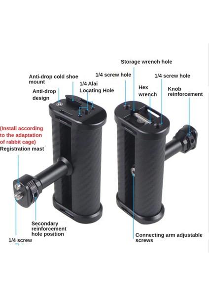Mini Yan Saplı Tutacak, Aynasız Dijital Kamera Dslr Kamera Kafesi Için Çift 1/4 Vida Montajlı Dahili Anahtar (Yurt Dışından)