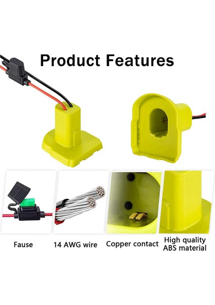 Ryobi 18V ve Mk M18 18V Pil Için Güç Çarkı Adaptörü, Sigorta ve Kablo Terminalleri, Güç Konektörü 14 Ölçer Robotik (Yurt Dışından)
