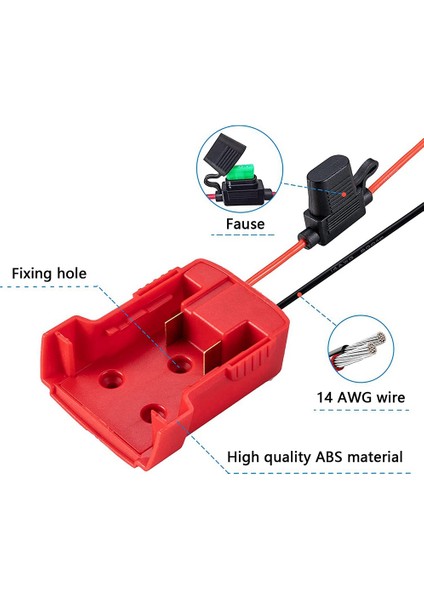 Ryobi 18V ve Mk M18 18V Pil Için Güç Çarkı Adaptörü, Sigorta ve Kablo Terminalleri, Güç Konektörü 14 Ölçer Robotik (Yurt Dışından)