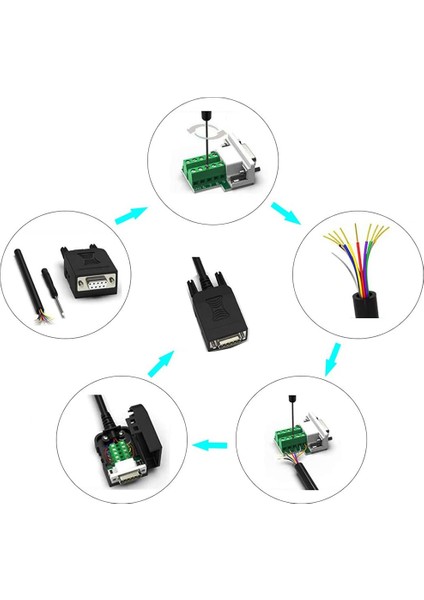 Db9 Lehimsiz RS232 D-Sub Seri 9pin Port Terminali Erkek Dişi Adaptör Konnektör Kesme Kartı (2-Erkek+2-Dişi) (Yurt Dışından)