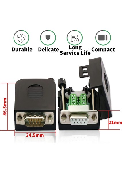 Db9 Lehimsiz RS232 D-Sub Seri 9pin Port Terminali Erkek Dişi Adaptör Konnektör Kesme Kartı (2-Erkek+2-Dişi) (Yurt Dışından)