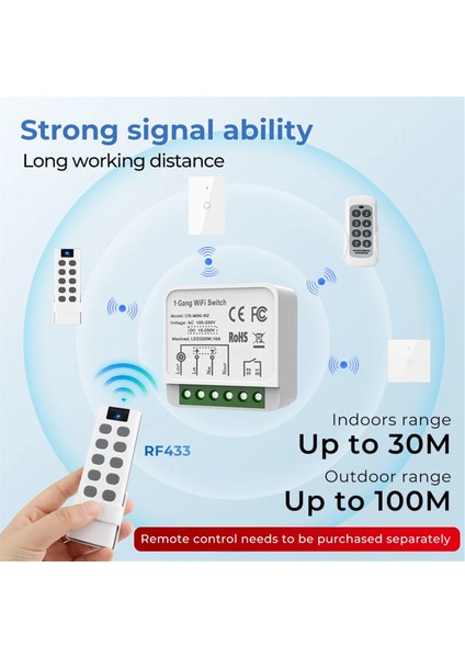 Tuya Wifi RF433 Akıllı Anahtar Modülü Uzaktan Kumandalı Ev Otomasyonu Dıy Mını Kesici Rölesi Alexa Smart Için (Yurt Dışından)