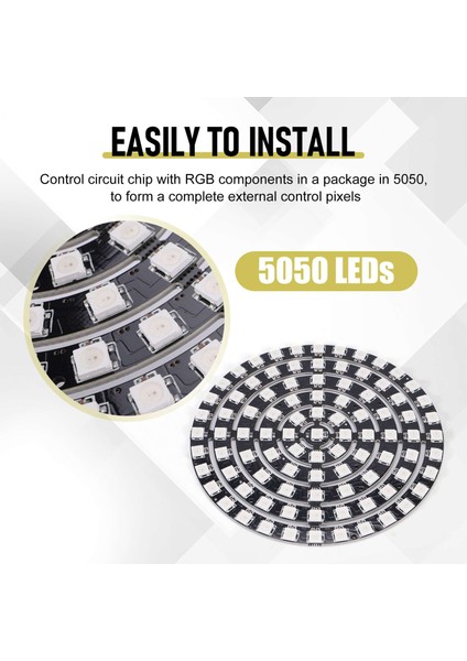WS2812 SK6812 Yarıçapı 110MM LED Halka 5050 DC5V Dıy LED Halka Dahili Rgb Adreslenebilir LED Halka 93 Bit Led'ler (Yurt Dışından)