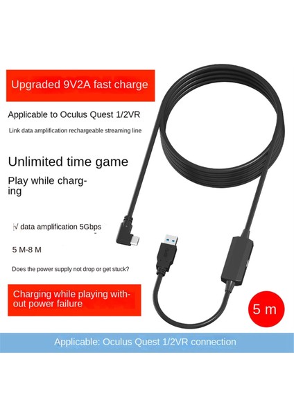 5gbps Güçsüz Seri Kablo 5m Şarj Kablosu Usb3.2 Gen2'den Quest 2 Için Type-C'ye Kablo Pıco 4 Için Vr Başlığı (Yurt Dışından)