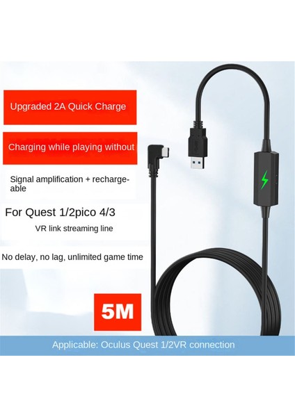 5gbps Güçsüz Seri Kablo 5m Şarj Kablosu Usb3.2 Gen2'den Quest 2 Için Type-C'ye Kablo Pıco 4 Için Vr Başlığı (Yurt Dışından)
