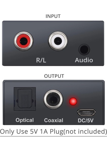 Analogdan Dijitale Ses Dönüştürücü R/l Rca 3.5mm Aux'tan Dijital Koaksiyel Toslink Optik Ses Adaptörü Ps3 Xbox Için (Yurt Dışından)