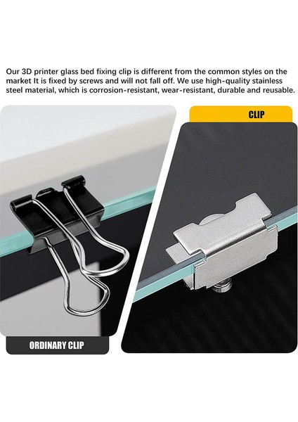 6 Adet Cam Yatak Klipleri Ender 3/3 Pro/v2/3s Ender 5/pro Cr-20 Pro CR-10S Pro Ayarlanabilir 3D Yazıcı Isı Yatak Kelepçesi (Yurt Dışından)