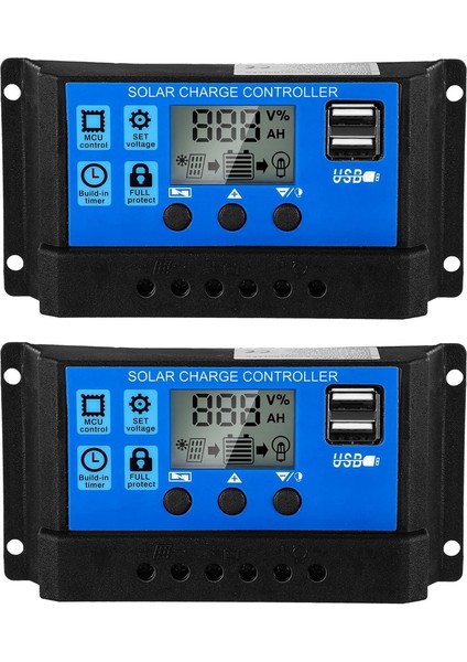 2 Adet 30A Güneş Pili Kontrol Cihazı 12V/24V Güneş Paneli Şarj Kontrol Cihazı Toprak Güneş Paneli Kontrol Cihazı Regülatörü (Yurt Dışından)