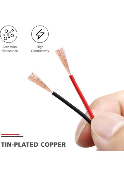 2pin Tel 100M 22AWG 12V/24V Uzatma Kablosu Kırmızı ve Siyah 2-Wire Örgülü Kalaylı Bakır LED Işık Çubuğu Güç Kablosu (Yurt Dışından) fiyatları