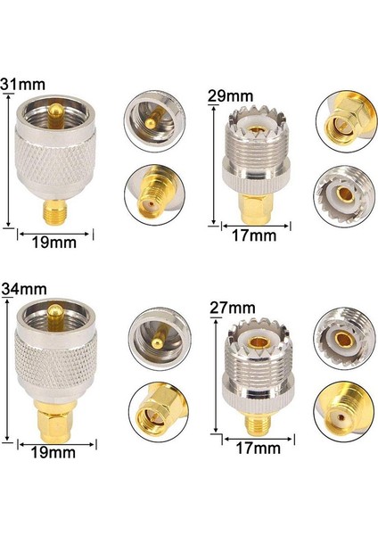 4 Adet/takım Uhf SL16 PL259 SO239 Sma Erkek Fiş Dişi Jack Rf Konnektörü Test Dönüştürücü (Yurt Dışından)