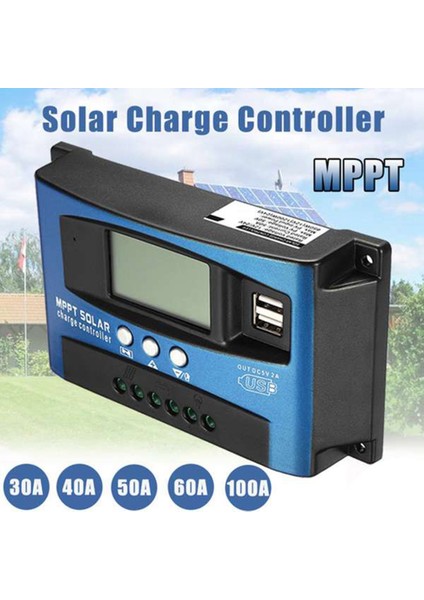 Güneş Kontrol Cihazı Mppt 60A Çift USB LCD Ekran 12V 24V Güneş Pili Paneli Şarj Regülatörü Yük ile (Yurt Dışından)