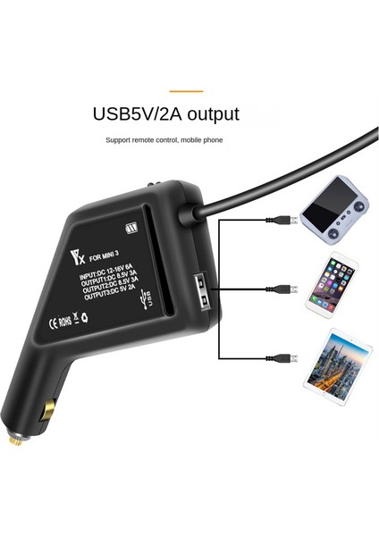 Yx 3'ü 1 Arada Mini 3 Pro Için Pil Şarj Cihazı Hızlı Şarj USB Çift Araç Şarj Adaptörü Rc Kontrol Cihazı Aksesuarları (Yurt Dışından)