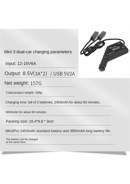 Yx 3'ü 1 Arada Mini 3 Pro Için Pil Şarj Cihazı Hızlı Şarj USB Çift Araç Şarj Adaptörü Rc Kontrol Cihazı Aksesuarları (Yurt Dışından)