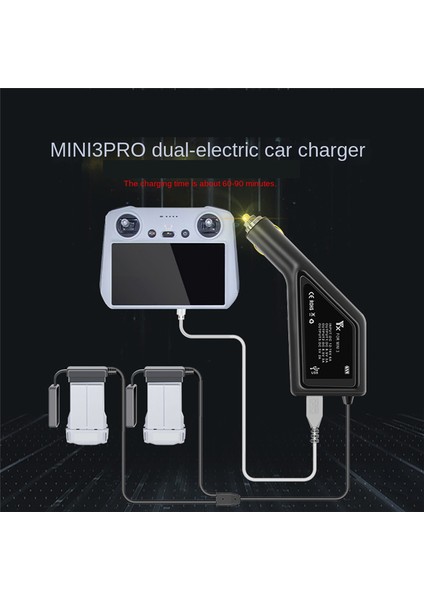 Yx 3'ü 1 Arada Mini 3 Pro Için Pil Şarj Cihazı Hızlı Şarj USB Çift Araç Şarj Adaptörü Rc Kontrol Cihazı Aksesuarları (Yurt Dışından)