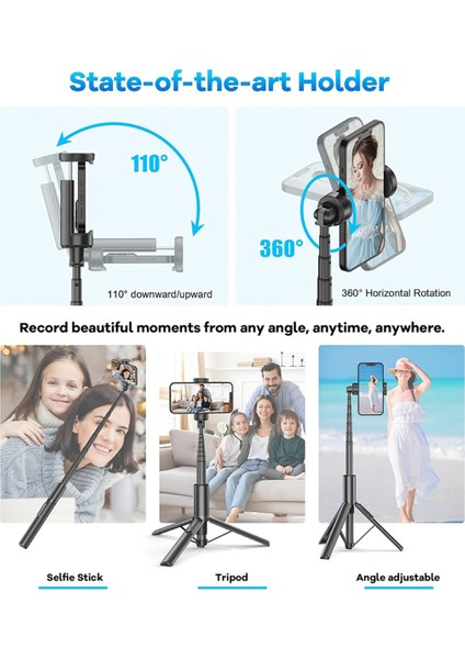 60 Inç Cep Telefonu Tripod ve Uzaktan Kumandalı Selfie Çubuğu, Cep Telefonları Için 4-7 Inç Taşınabilir Akıllı Telefon Tripod Tutucu (Yurt Dışından)