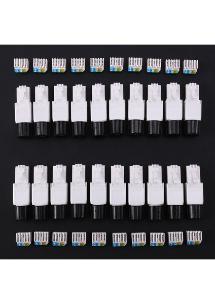 20 Adet Aletsiz Korumalı RJ45 Ağ Kablosu Konektörü Ethernet Kablosu Fişi CAT6A Konektörü Utp Korumasız Bükülmüş (Yurt Dışından)