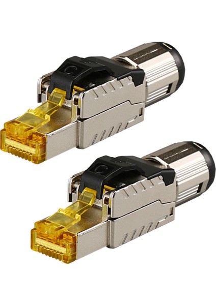 2 Adet Cat8 Endüstriyel Ethernet Konnektörü RJ45 Korumalı Saha Fişi Aracı Kolay Metal Döküm Sonlandırma Konnektörü (Yurt Dışından)