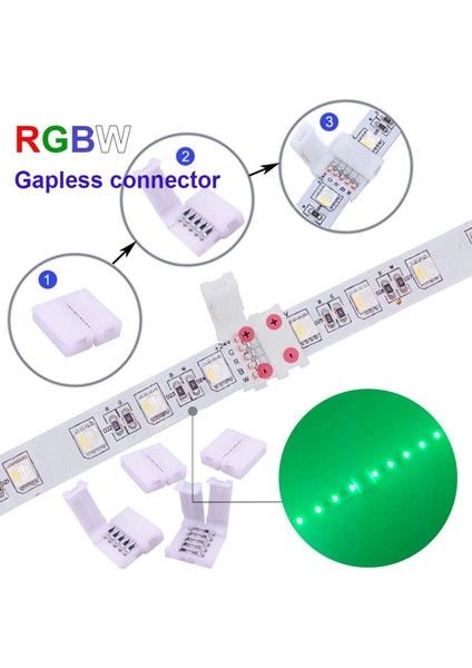 5 Pimli LED Şerit Konektör Kiti, 12MM Rgbw LED Şerit Bağlantısı Için T Şeklini Içerir 5 Pimli LED Rgbw Konektörü (Yurt Dışından)