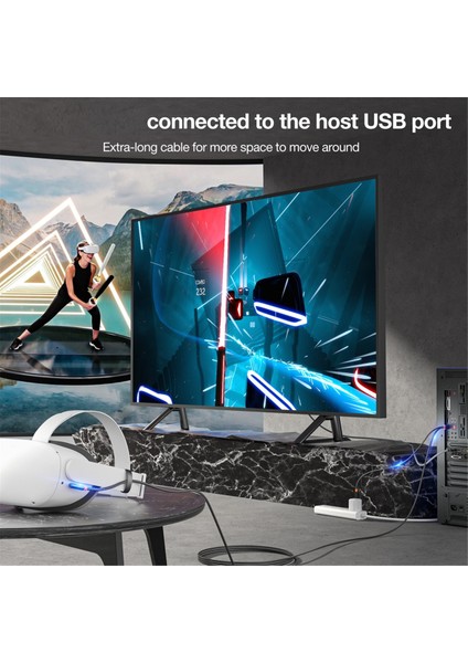 Usb3.2 Gen1 Vr Bağlantı Kablosu Oculus Quest 1 2 3/pıco Neo 3/pıco 4 Hızlı Şarj 9V 2A 5gbps Usb-C Vr Stream Line (Yurt Dışından)