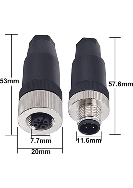 M12 4 Pin Erkek ve Dişi Priz Panel Havacılık Tel Konnektörü, 12MM Endüstriyel Dairesel Konnektör, IP67 (Yurt Dışından)