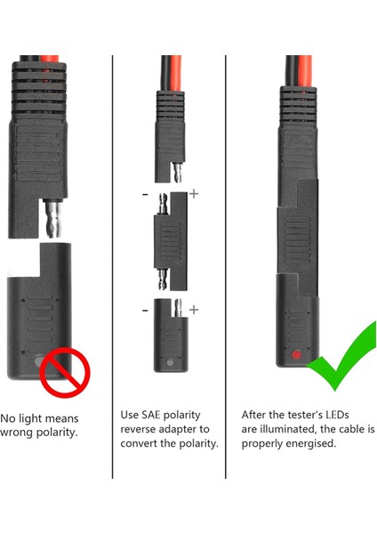 LED Göstergeli Sae Kısa Devre Konnektörü, Sae Polarite Ters Adaptörü, Sae Güç Kablosu Test Cihazı Güneş Paneli Dedektörü (Yurt Dışından) modelleri