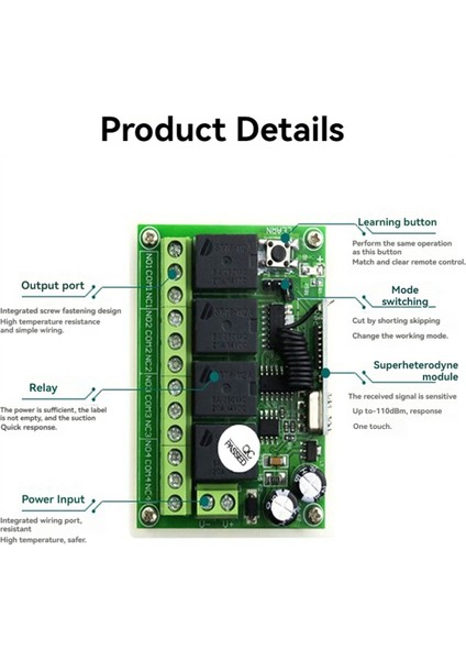 433MHZ 12V 24V Röle Modülü Alıcı + 200M Menzilli Verici Rf Kablosuz Uzaktan Kumanda Anahtarı Garaj Işık Motoru Dıy Için (Yurt Dışından) fırsatları
