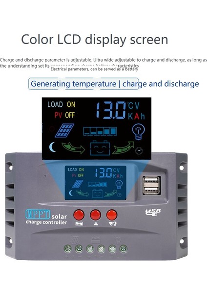 10A 12V 24V Mppt Güneş Şarj Kontrol Cihazı 50VDC Pv Regülatörü Lityum Lifepo4 Jel Kurşun Asit Için Renkli Ekran (Yurt Dışından)