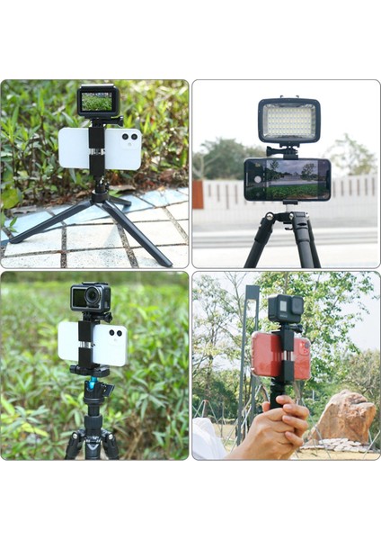 Iphone/ Samsung/ Gopro/ Djı Osmo Action Sport Kamera Için Vidalı Vlog Canlı Yayın Alüminyum Alaşımlı Kelepçe Braketi (Yurt Dışından)