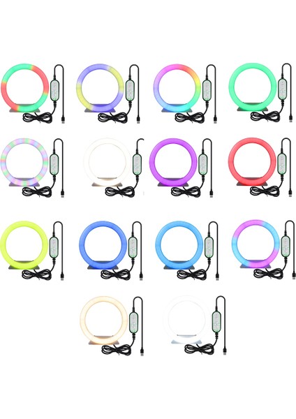 18 cm Selfie Halkası LED Işık 160 cm Standı Tripod Halka Lambalar Rgb 26 Renk Dolgu Işığı Video Işığı Makyaj Canlı (Yurt Dışından)