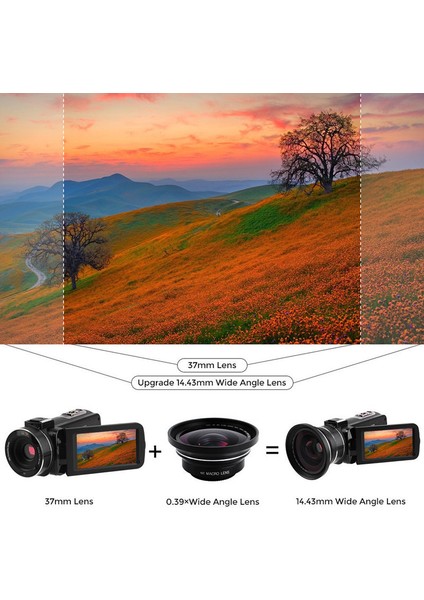 4K Video Kamera Için Profesyonel 37 mm Makro+72 mm Geniş Açı Lens 0,39X Full Hd (Yurt Dışından)