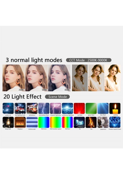 2500K-9000K LED Rgb Kamera Işığı Renk Çıkışı Video Işığı Kiti Kısılabilir Panel Işığı Şarj Edilebilir LED Işık Beyaz (Yurt Dışından) modelleri