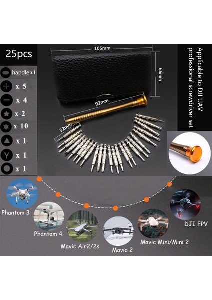 25 In1 Tornavida Seti Onarım Aracı Kiti Djı Mavic Air 2/djı Air 2s/ Djı Mavic Mini 2/djı Phantom 3/4 Pro/djı Fpv (Yurt Dışından)