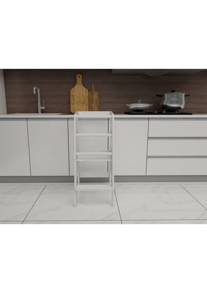 Beyaz Ahşap Çocuk Öğrenme-Etkinlik Kulesi