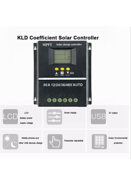 80A Mppt/pwm Solar Şarj Regülatörü 12V/24V/36V/48V Otomatik Kontrol Araçları LCD ve Çift USB ile Solar Pv Pil Şarj Cihazı (Yurt Dışından)