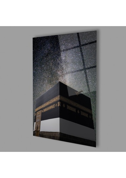 Modern Siyah Temalı Kabe Cam Tablo