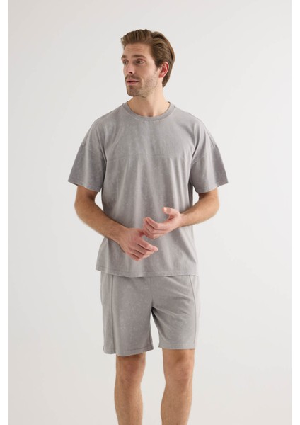 Erkek Pamuklu Yıkamalı Kısa Kollu T-Shirt