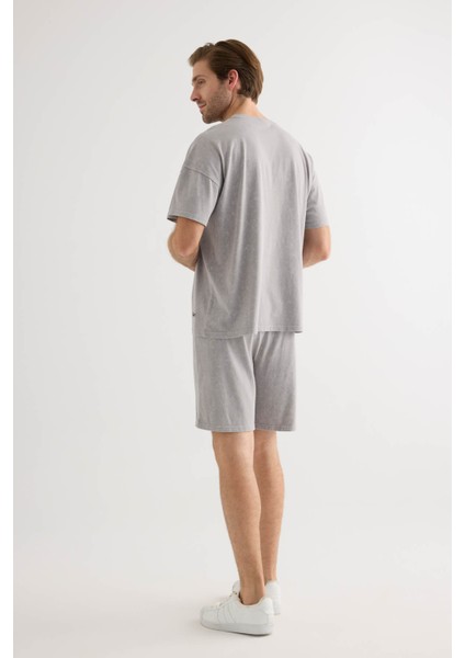 Erkek Pamuklu Yıkamalı Kısa Kollu T-Shirt