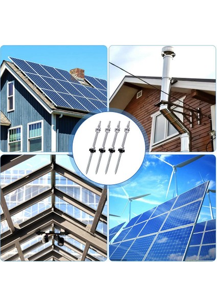 Askı Cıvataları, M10 x 250 Mm, Önceden Montajlı, V2A, Yüksekliği Ayarlanabilir, Fotovoltaik Güneş Enerjili Montaj Çatıları Için, 4'lü Set (Yurt Dışından) indirimleri