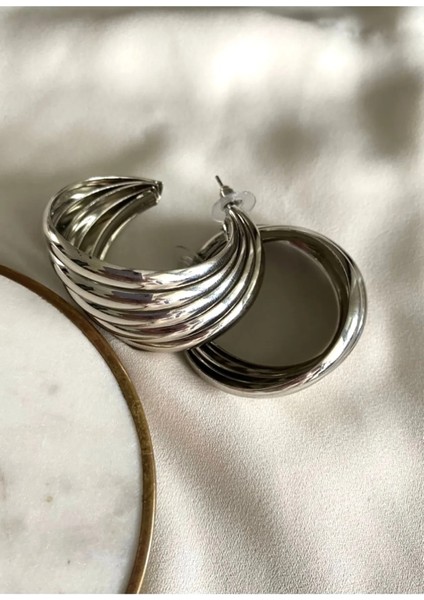 Büyük Silver Renk Sarmal Halka Küpe fiyatları