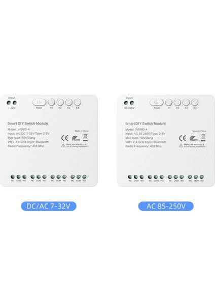 Tuya Wifi 4 Kanal Anahtar Modülü, 7-32V Rf 433 Uzaktan Kumanda Rölesi Dıy Modülü, Alexa, Google Home, Alice ile (Yurt Dışından)