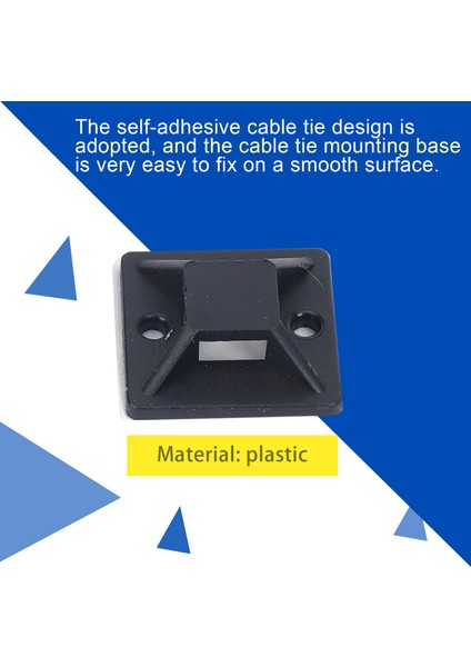 100 Adet Kendinden Yapışkanlı Kablo Bağı Montaj Tabanı Tutucu 20 x 20 x 6mm (Yurt Dışından)
