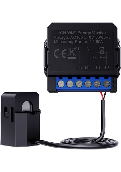 Tuya Wifi Enerji Ölçer 80A Akım Trafosu Kelepçeli Kwh Ölçer Güç Monitörü Elektrik Akıllı Yaşam Uzaktan Kumanda (Yurt Dışından)