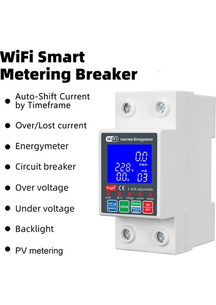 Yeni WTDZW-63A/N Akıllı Pv Devre Kesici Tuya 220V Gerilim Akım Kaçak Koruması Mcb Otomatik Şalter 63A Wifi (Yurt Dışından)