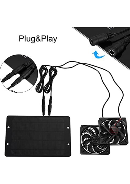 Güneş Paneli Fan Kiti, 10W 12V Güneş Enerjili Fan Dış Mekan Su Geçirmez, 2m Uzun Kablolu Taşınabilir Vantilatör Egzoz Fanı (Yurt Dışından) fiyatları