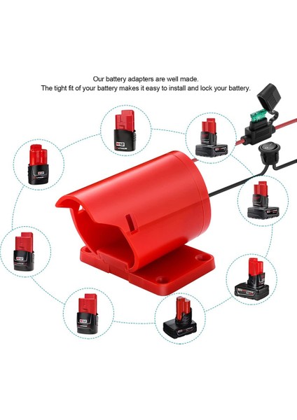 Power Wheels Adaptörü M12 12V Lityum Pil Için, Sigorta, Anahtar ve Kablo Terminalleri Ile, Iyi Pil Dönüşüm Kiti Kendin Yap (Yurt Dışından)