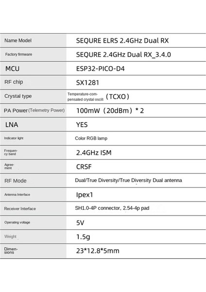 Sequre 2.4ghz Çift Rx Gerçek Çeşitlilik Çift Anten Alıcısı Fpv Yarış Drone Sabit Kanat Yüksek Yenileme Hızı Düşük Gecikme-A (Yurt Dışından)
