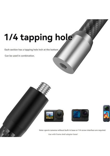 Uzatma Çubuğu 1/4tripod Uzatma Direği Selfie Kask Çubuğu Uzatma Kolu Montajı Tripod Adaptörü GOPRO12 INSTA360 Action,b (Yurt Dışından)