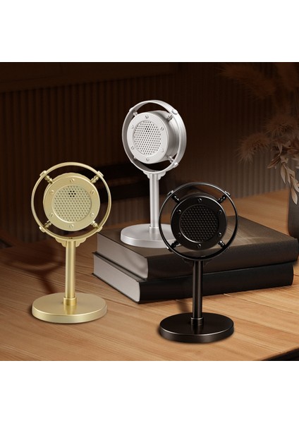Vintage Stil Mikrofon Simülasyonu Klasik Retro Dinamik Vokal Mikrofon Canlı Performans Şarkı Söylemek Için Evrensel Stand Siyah (Yurt Dışından)
