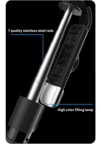 Kablosuz Bluetooth Selfie Çubuğu Mini Çok Fonksiyonlu Tripod Masaüstü Ios Android Telefon Için Dolgu Işığı ile Standı (Yurt Dışından)
